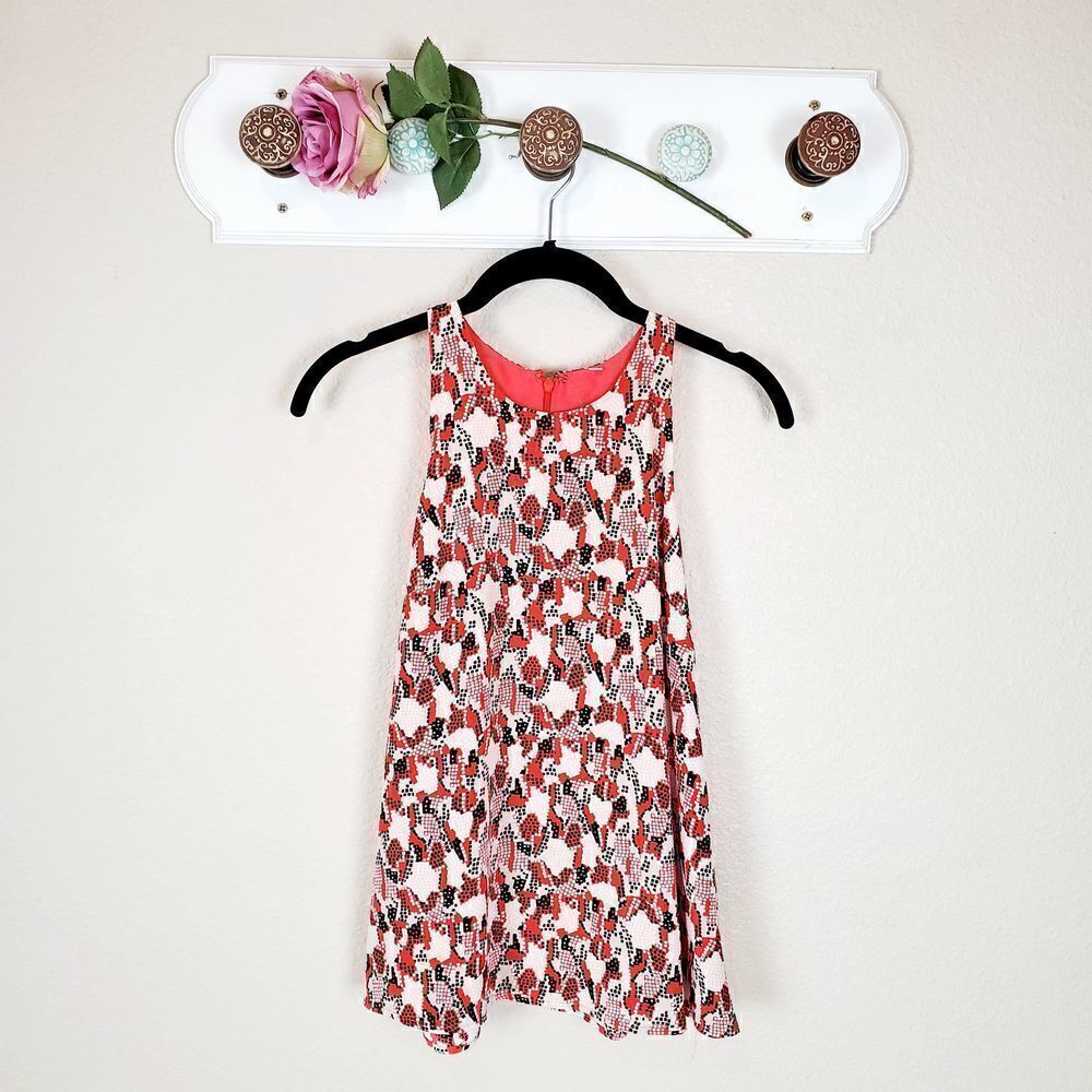 Joie Coral Orange Art Deco Silk Racerback Top